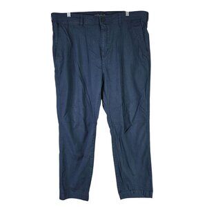 Mens Solaris Navy Blue Casual Pants Cotton Blend Stretch Size 38X30